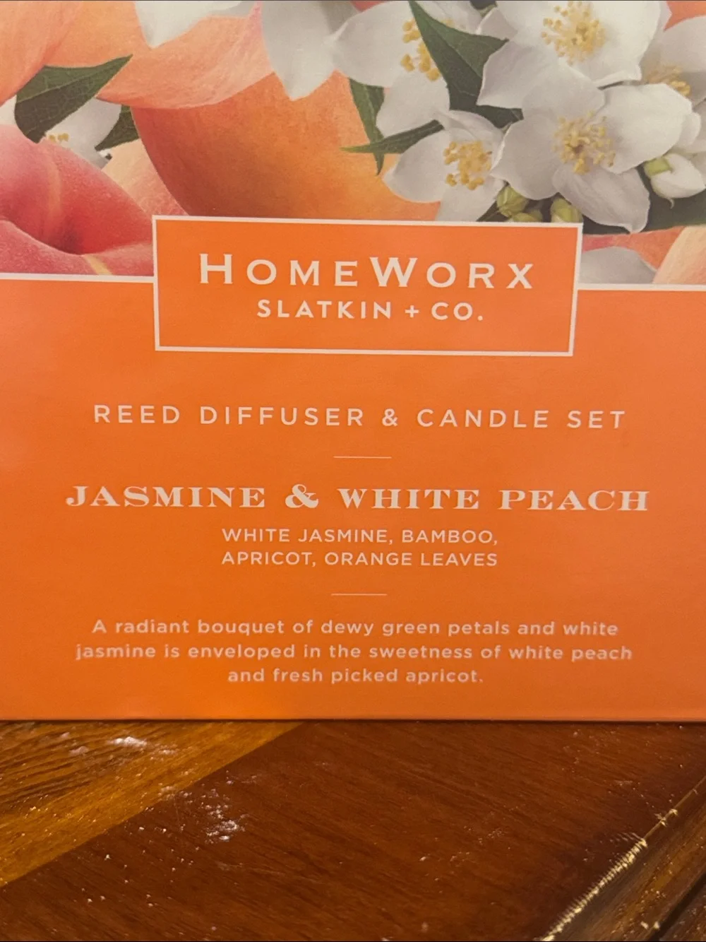 HomeWorx Jasmine & White Peach Reed Diffuser and Candle Set